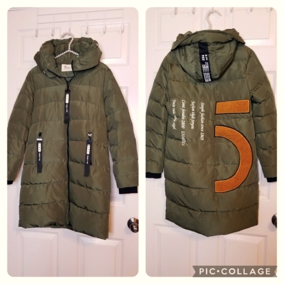 mdqx Jackets & Blazers - Mdqx Mudanqianxiu Army Green Hooded Puffer Coat